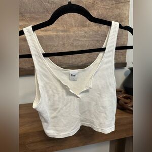 TNA Cream Waffle Knit Crop Top